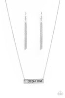 Paparazzi " Spread Love " Silver Metal With Laser Cut Heart Inspirational Necklace Set