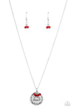 "Simple Blessings" Silver Metal & Red Accents Inspirational Necklace Set