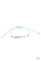 Paparazzi "To Live To Learn To Love" Light Blue Suede Leather Inspirational Urban Bracelet