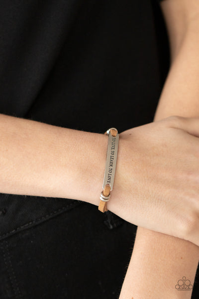 "To Live To Learn To Love" Brown Suede Leather Inspirational Urban Bracelet