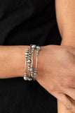 "Showy Shimmer" Silver & Hematite Faceted Bead Flexible COIL Bracelet
