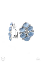 Paparazzi "Row Row Row Your Yacht" Silver Metal & Light Blue Cats Stone Clip-On Earrings