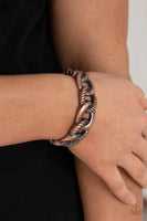Paparazzi " Bold Move " Copper Metal & Large Textured Link Chain Hinged Bracelet