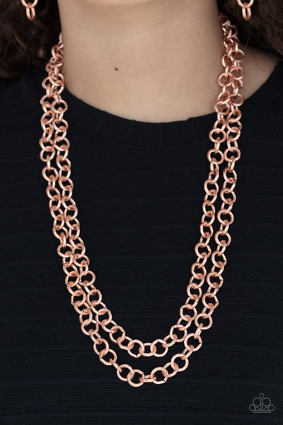 " Grunge Goals " Copper Metal Multi Chain & Multi Link Necklace