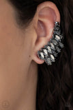 Paparazzi " Explosive Elegance " Silver Metal & Hematite Rhinestone Ear Climber Earrings