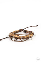 "Run the Rapids" Brown Leather With Cording & Wooden Beads Urban Bracelet