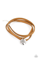 "Wonderfully Worded" Brown Leather Triple Wrap FAITH Charm Clasp Bracelet