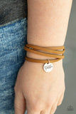 "Wonderfully Worded" Brown Leather Triple Wrap FAITH Charm Clasp Bracelet
