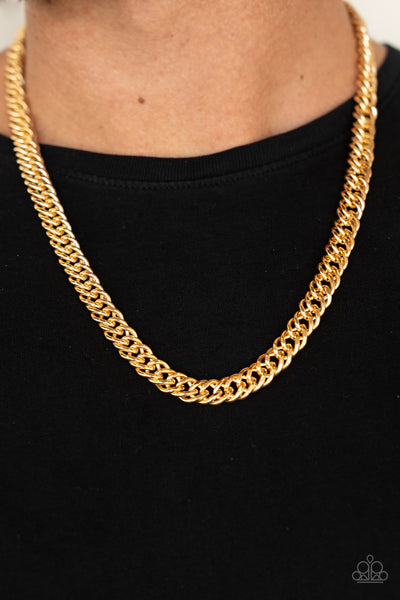 Paparazzi " Winner's Circle " Men's Gold Classic Faceted Chain Link Necklace