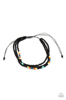 "Basecamp Boyfriend" Black & Rainbow Colored Seed Bead Adjustable Bracelet