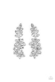 Paparazzi " Frond Fairytale " Silver Metal & Clear/White Rhinestone Leafy Hinged Post Earrings