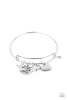 Paparazzi "Come What May and Love it" Silver Metal Inspirational Heart & Charm Bracelet