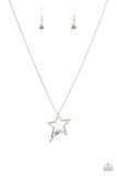 Paparazzi " Light Up The Sky " Silver Metal & White/Clear Rhinestone Star Necklace Set