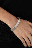 Paparazzi " Dangerously Divine " Gray Leather & Silver Bar Magnetic Closure Bracelet