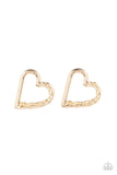 "Cupid, Who?" Gold Metal Half Twisted Heart Post Earrings