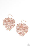 "Palm Palmistry" Copper Metal & Palm Leaf Light & Airy Dangle Earrings
