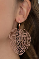 "Palm Palmistry" Copper Metal & Palm Leaf Light & Airy Dangle Earrings