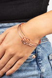 Paparazzi " Rosy Repose " Copper Metal & Rose Floral Design Cuff Bracelet