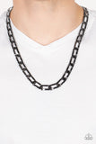 Paparazzi " Full-Court Press " Men's Black Metal Classic Crimped Chain Link Necklace Set
