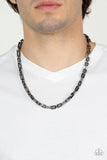 Paparazzi " Rocket Zone " Black Metal Paperclip Style Chain Link Unisex Necklace
