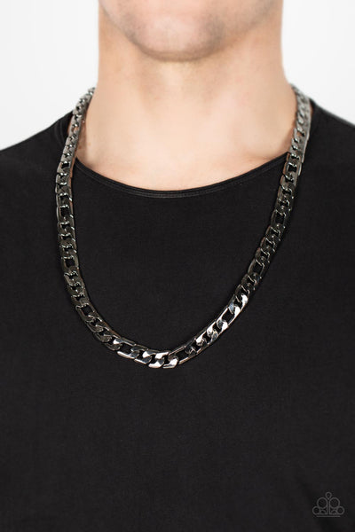 Paparazzi " Metro Beau " Black Metal Curb Link Style Chain Unisex Necklace