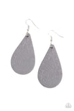 "Country Crush" Gray Soft Leather with Tropical Floral Fishhook Earrings