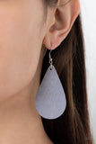 "Country Crush" Gray Soft Leather with Tropical Floral Fishhook Earrings