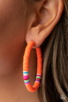 Paparazzi " Colorfully Contagious " Orange & Rainbow Rubber Bands Hoop Earrings