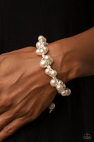 " Vintage Versatility " White Corded & White Pearl Adjustable Urban Bracelet