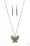 "Butterfly Boutique" Brass Metal & Long Chain Butterfly Pendant Necklace Set