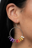 "Earthy Ensemble" Silver Wired Multicolored Turquoise Crackle Hoop Earrings