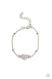 "Heartachingly Adorable" Silver Metal Clear Rhinestone Dainty Heart Bracelet