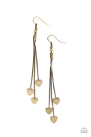 " Higher Love " Brass Metal and Multi Heart Tassel Post Earrings