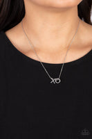 "Hugs and Kisses" Silver Metal with X and O Letter Necklace Set