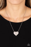 "Spellbinding Sweetheart" Silver Metal & White Rhinestone Heart Necklace Set