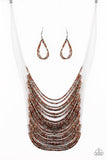 Paparazzi "Catwalk Queen" Invisible Cord Copper & Gunmetal Seed Bead Necklace Set