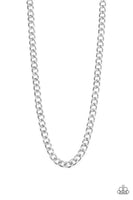 Paparazzi " Full Court " Men's Silver Classic Curb Chain Link Necklace
