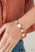 " Turn Up The Terra " Copper Metal & Round White Crackle Stone Clasp Bracelet