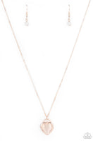 "A Dream is a Wish Your Heart Makes" Rose Gold Cat's Eye Heart Necklace Set