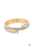 "After Party" Gold Metal & Clear/White Rhinestone Flexible COIL bracelet