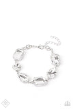 "Cosmic Treasure Chest" Silver Metal & White/Clear Rhinestone Clasp Bracelet