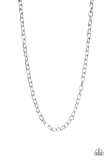 Paparazzi " Courtside Seats " Men's Silver Classic Etched Cable Chain Link Necklace