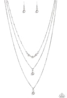 " High Heels and Hustle " Silver Gray Pearly Multi Layered Necklace Set