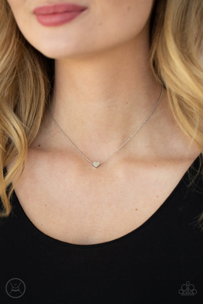 "Humble Heart" Silver Metal Solitaire Heart Choker Necklace Set