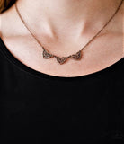 "Another Love Story" Copper Triple Filigree Heart Danity Necklace Set