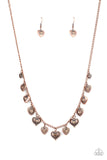 "Lovely Lockets" Copper Clear/White Rhinestone Heart Necklace Set