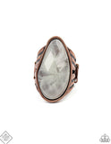 "Magically Mystified" Copper Metal Faceted Stone Rustic Elastic Ring