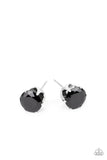 Paparazzi " Modest Motivation " Silver Metal And Black Solitaire Stud Classic Earrings