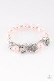 Paparazzi " More Amour " Pink Pearls & Silver Hearts Stretch bracelet