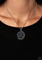 "My Moon and Stars" Silver Metal Crushed Black & Blue Rhinestone Necklace Set